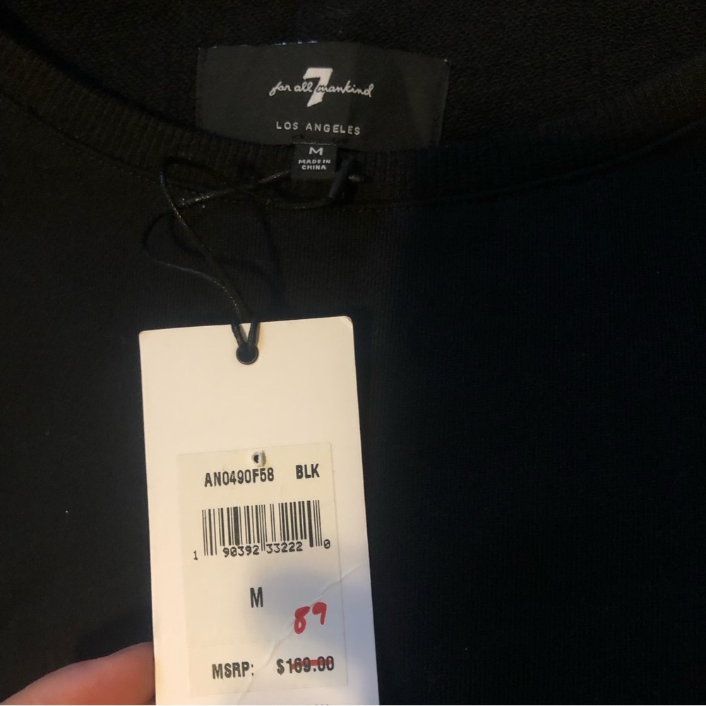 ❤️NWT 7 for All Mankind Oversized T-shirt Dress Terry Cloth Chest Pocket Black M - Picture 7 of 9
